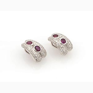 Vintage rubies and diamonds earrings; ; 18k ... 