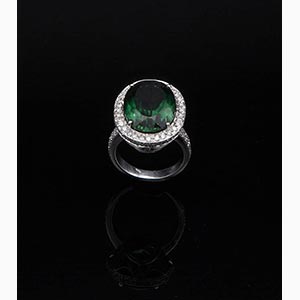 Diamonds and green stone ring; ; ... 