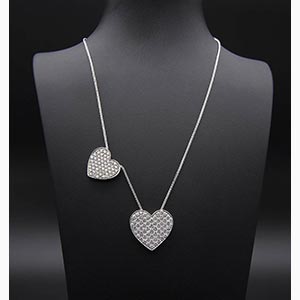 Necklace with diamonds pendants; ; 18k white ... 