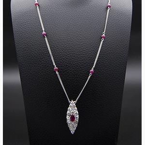 Rubies and diamonds necklace ; ; 18k white ... 