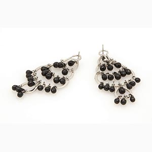 Onix drop earrings; ; 18k white ... 