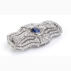 Diamonds and sapphire brooch ; ; ... 