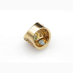 Diamonds and colored stones band ring, ... 