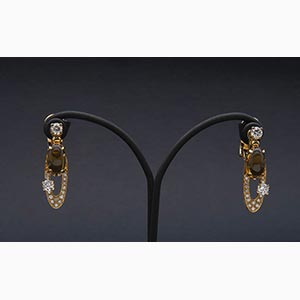 Diamond with citrine quartz earrings, ... 