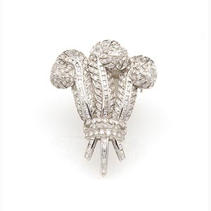 PRINCE OF WALES feathers and diamonds brooch ... 