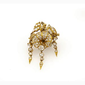 Vintage diamonds  brooch ; ; 18k yellow gold ... 
