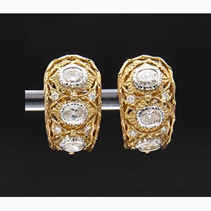 Diamonds earrings; ; 18k white and yellow ... 