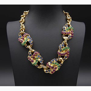 Emeralds, sapphires and rubies necklace, ... 