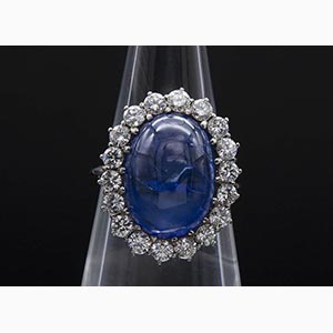 Sapphires and diamonds ring; ; 18k white ... 