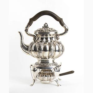 Italian 800/1000 silver tea kettle on stand ... 