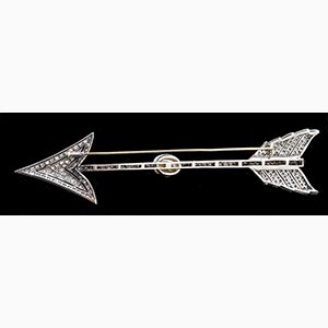 Diamond and pearl arrow brooch ; ... 