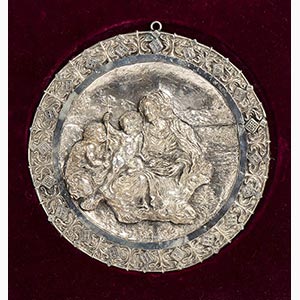 Italian 800/1000 silver plaque of the Virgin ... 
