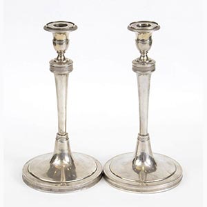 Pair of Italian 833/1000 silver candlesticks ... 