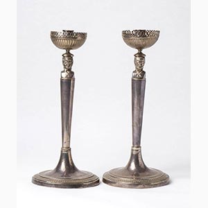 Pair of Italian Empire silver candlesticks - ... 