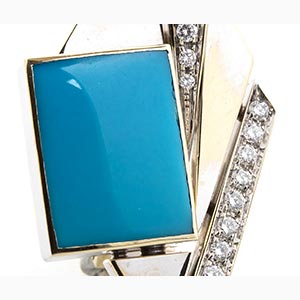Turquoise and diamond earrings; ; ... 