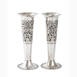 Pair of English sterling silver vases - ... 