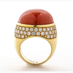 Cerasuolo coral and diamonds ring; ... 