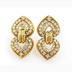 Diamonds earrings ; ; 18k yellow gold, ... 
