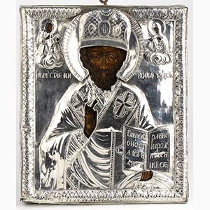 Russian icon with silver oklad of Saint ... 