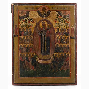 Russian icon of the Virgin and Child  - 19th ... 