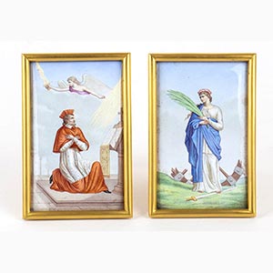 Pair of French frames with enamel plaques - ... 