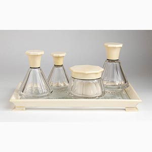 French silver, ivory and glass vanity set - ... 