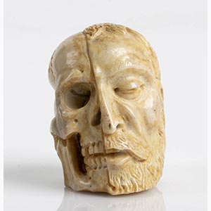 German bone Memento Mori two-sided skull - ... 