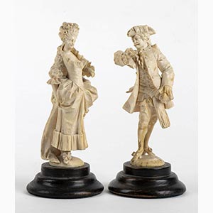 Pair of French ivory carvings - Dieppe 19th ... 