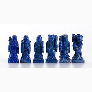 Six lapis lazuli sculptures - ... 