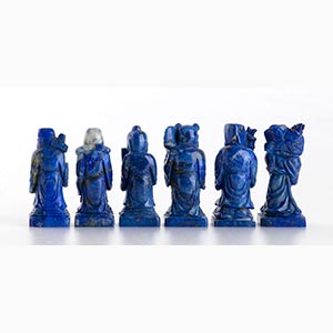 Six lapis lazuli sculptures - ... 