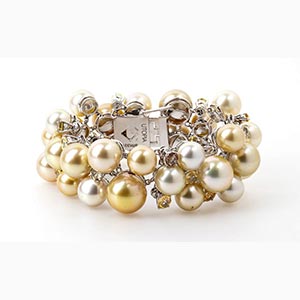 South sea pearls colored stone bracelet - ... 