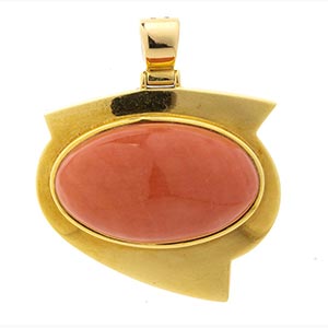 Cerasuolo coral pendant; ; 18k yellow, with ... 