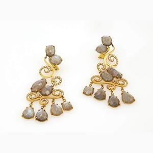Diamonds and tourmaline earrings; ... 