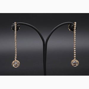Diamonds earrings; ; 18k rose gold set with ... 