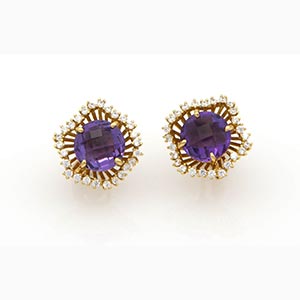 Diamonds and amethyst earrings ; ; ... 