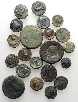 Sicily, lot of 21 Greek Æ coins, to be ... 