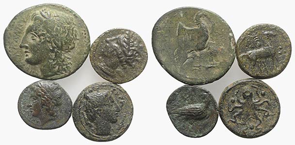 Sicily, lot of 4 Æ Greek coins, to be ... 