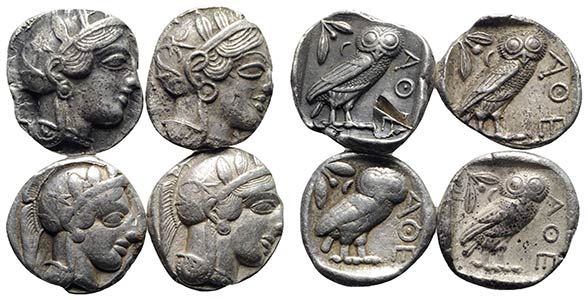 Attica, Athens, lot of 4 AR Tetradrachms. ... 