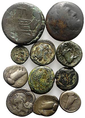 Lot of 11 Greek (Magna Graecia) and Roman ... 
