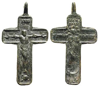Modern Bronze Crucifix with suspension loop, ... 