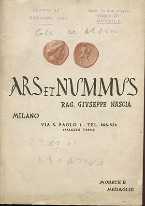 ARS  ET  NUMMUS. – Milano, 1961. Listino a ... 