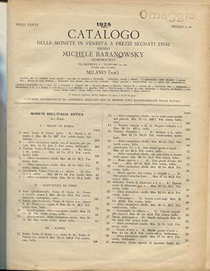BARANOWSKY  M. -  Milano, 1928\29. Catalogo ... 