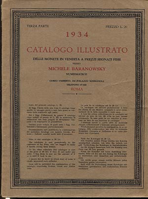 BARANOWSKY  M. – Roma, 1934. Catalogo a ... 