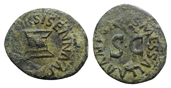 Augustus (27 BC-14 AD). Æ Quadrans (18mm, ... 