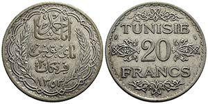 TUNISIA - Ahmad Pasha Bey (1929-1942) - 20 ... 