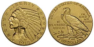 U.S.A. - 5 Dollari - 1915 - Indiano - AU Kr. ... 