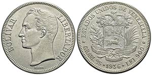 VENEZUELA - Repubblica (1823) - 5 Bolivares ... 