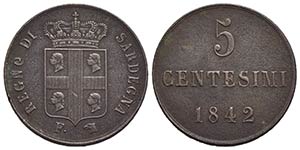 Carlo Alberto (1831-1849) - 5 Centesimi - ... 