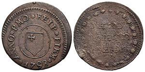 FERMO - Mezzo baiocco - 1798 - (CU g. 5,54) ... 