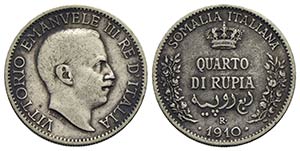 Somalia - Quarto di Rupia - 1910 - AG R Pag. ... 